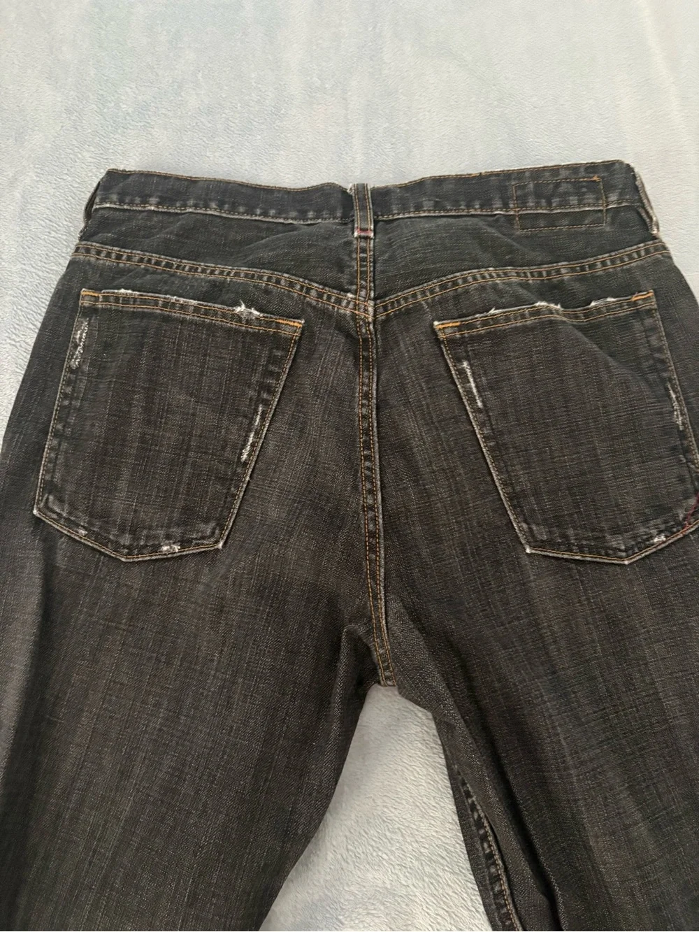 Men's Black Washed Ulility Straight-Leg Jeans
